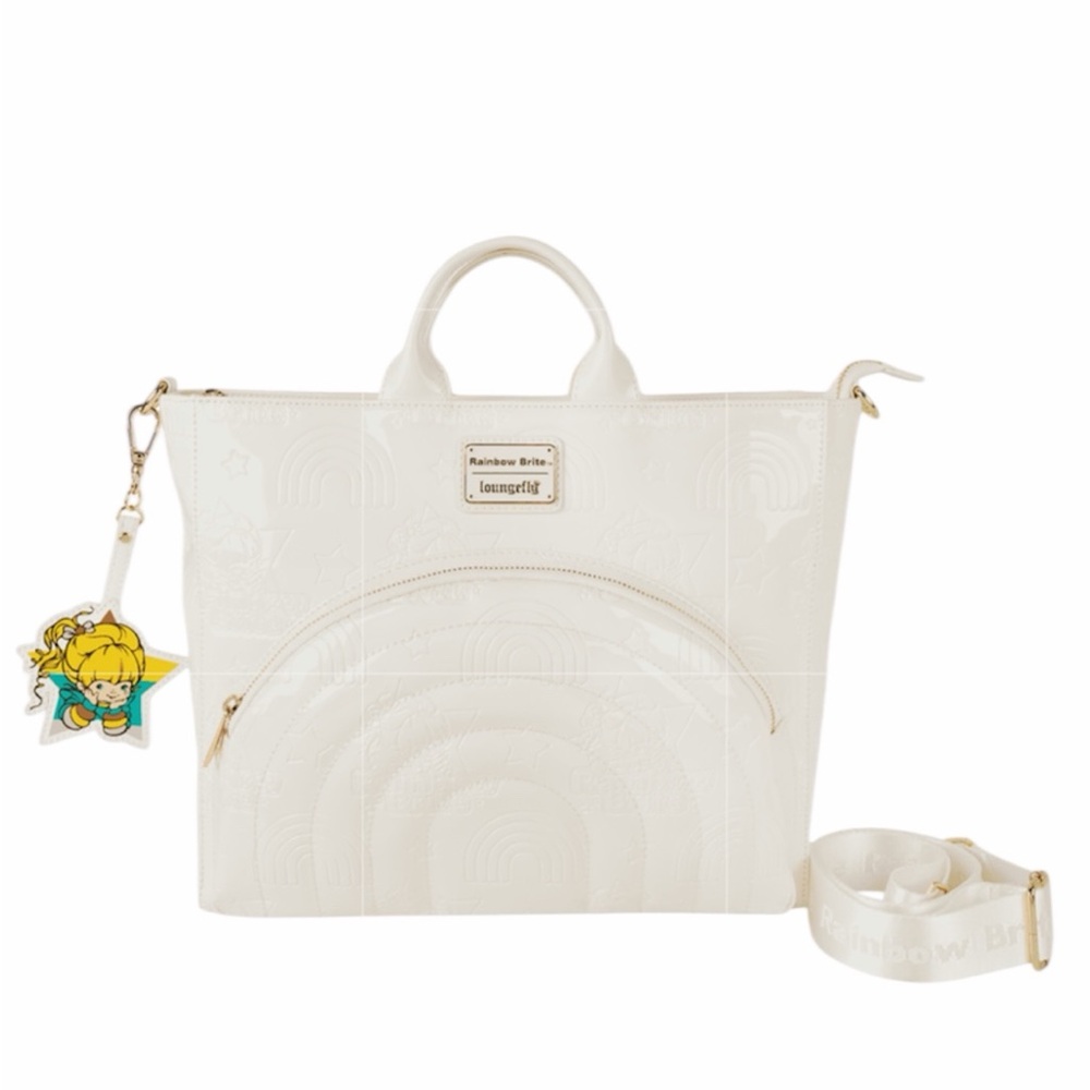 New Loungefly Rainbow Brite White Embossed Convertible Tote Backpack